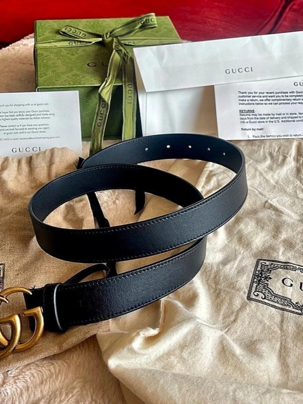 Gucci Marmont Leather Belt Black